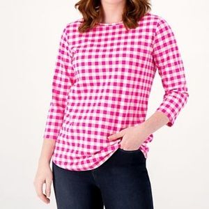 Denim & Co. printed perfect jersey crew neck top NWOT